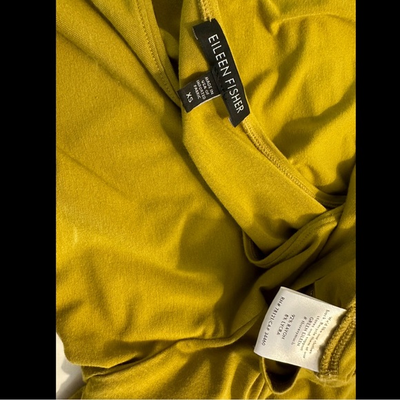 EILEEN FISHER Jersey Knit Tee T-Shirt Top Blouse Olive Green Scoop Neck Classic - Picture 5 of 7